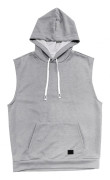 Herr Sommarväst Herr Casual Stickad Väst med Huva och Fickor Fram Stora Fickor Sportstil Ärmlös T-shirt för Fitness M ljusgrå färg