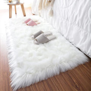 Faux Fårskinns Fleecematta, Elegant Långlugg Fluffig Utmärkt Kvalitet Faux Päls Ullmatta (Vit, Rektangel 60 x 90 CM) Vit