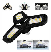 E60W LED Garagelampa, E27 Deformerbar Taklampa med 3 Justerbara Paneler, Kallvitt - för Garage Verkstad Lager