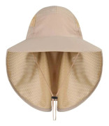 Unisex solhatt, justerbart stort visir med nackskydd för utomhusaktiviteter 55-60 cm khaki