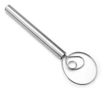 1-pack degvisp i rostfritt stål, manuell mixer med trähandtag, köksredskap för bröd, kex, etc.