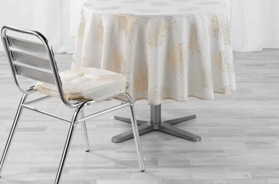 Rund duk - INRETTSMYS - Solig guld - 180 cm - Polyester - Metalliskt tryck