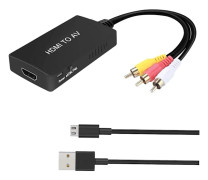 NÖRDIC HDMI till AV 3xRCA CVBS kompositvideo adapter med ljud, upplösning upp till 1080p 1m Black