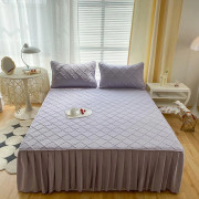 Sängkjol Stil Överkast Sidenvadd Vadderat Tjock plädat påslakan 45 cm hög fåll Enfärgad Madrass Skyddsöverdrag 120x200cm bed skirt