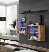 Kommodes - Switch SB III - 2 vitriner LED - 1 hylla - Trä och svart - Modell 1