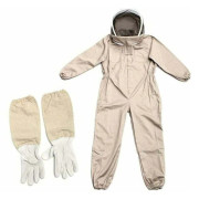 Biodlingskläder med handskar, biodlingsdräkt i naturlig bomull med fäktningsslöja Unisex (XL).