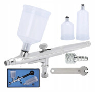 Airbrush Sprutpistol med Etui – 0,5mm Munstycke | 2 Behållare | Precisionsmålning för Modellbygge och Konst