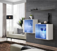 Kommod - Brytare SB III - 2 LED vitringar - 1 hylla - Vit och grafit - Modell 1