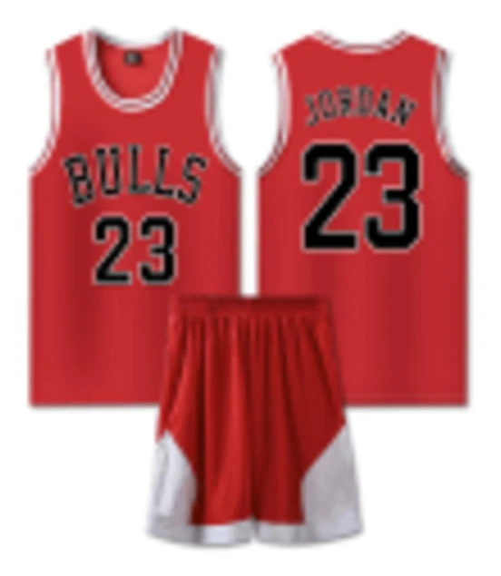 #23 Michael Jordan Baskettröja Set Bulls Uniform för Barn Vuxna - Röd 24 (130-140CM)