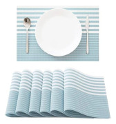 45cmx30cm (Blå) Set med 6 tvättbara PVC-bordsunderlägg halkfria värmebeständiga, lätta att rengöra och förvara