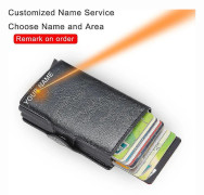 Top Quality Rfid Wallet Men Money Bag Mini Purse Male Aluminium Card W Black(Name Service)