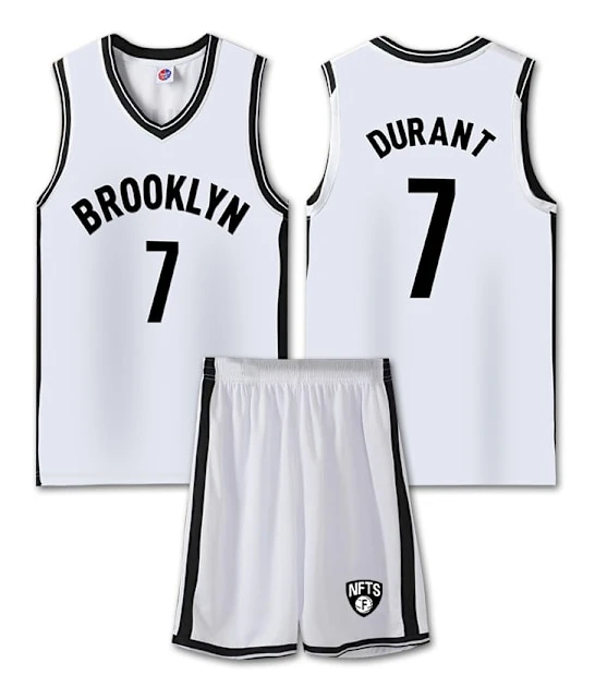 Mordely #7 Kevin Durant Baskettröja Set Nets Uniform för Barn Vuxna - Vit 30 (155-160CM)