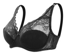 Dam BH Mode Sexig Spets BH Push Up Plus Size Bralette Tunn Cup Bygel BH Bygel Underkläder Underkläder Topp C D Cup,svart