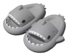 Shark Haj Tofflor, Lämplig för vuxna och barn Söt Tjock Sula Hajar Halkfria Tofflor Inomhus Duschtofflor Sandaler Shark Slippers Grå 42/43 EU