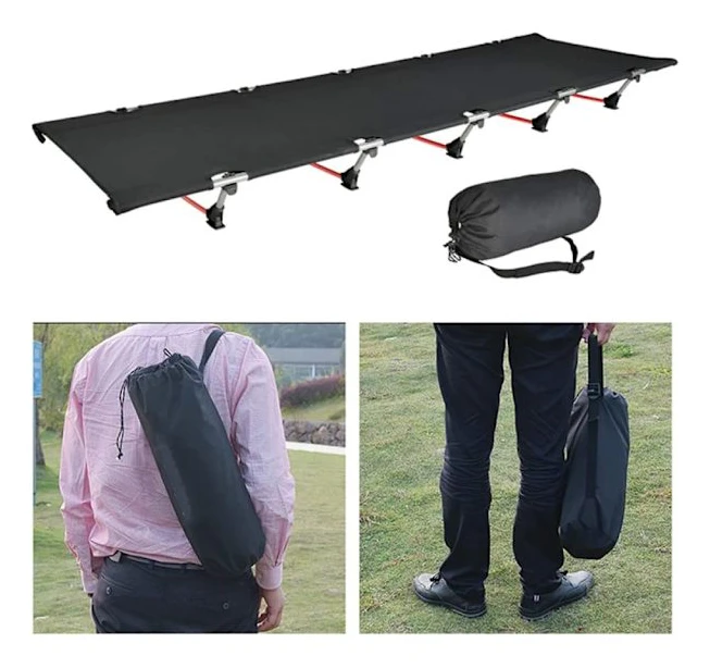 Bärbar hopfällbar campingsäng för 1 person utomhus strandsäng Khaki 190 * 64 * 14cm