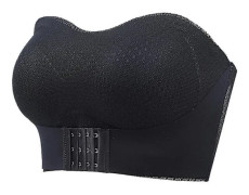 Axelbandslös bygel-fri BH med halkskydd, sömlös bandeau för bröllop, dejting och fester Black 5XL