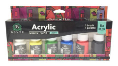 Set 6 färger akvarellfärg Premium flytande akrylpigment Passar för stenduk Träkeramiskt tyg