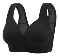 Dambhs med knäppning framtill, sömlösa, ren bomull, mjuk kupa Black 36/80