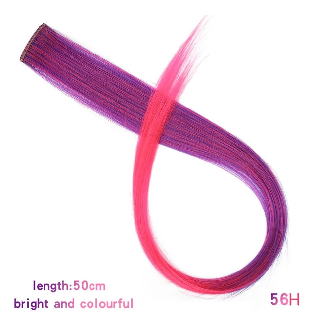 Lupu Synthetic Rainbow Highlighted Hair Girl One Chip In Hair Extension Hårnål Långt rakt hår Spänne för hår falskt hår 56H 22inches