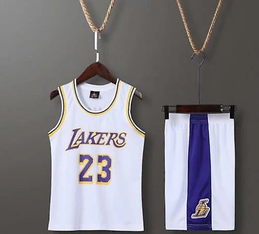 Lakers #23 Lebron James Jersey No.23 Basket Uniform Set Barn / White L (140-150cm)