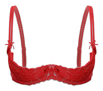 Dam 1/2 Cup Push Up Bygel Spets BH Underkläder Öppen Bröstkupa BH Toppar Justerbar Rem Svamp Vadderad BH Underkläder Red A 3XL