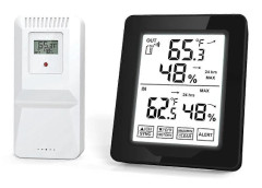 Digital Elektronisk Temperatur- och Luftfuktighetsmätare för Inom- och Utomhusbruk med 1 Sensor, Bakgrundsbelysning, Trådlös, Lång Räckvidd