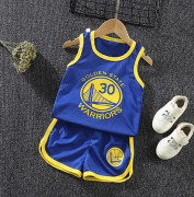 Barndräkt för basketkläder för uniformer för sportkläder W Blue 130CM