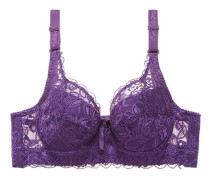 Plus size-bh:ar för kvinnor heltäckande sexig spets push up-bröst bh justerbar helkupa stor storlek bh stor kupa（46d，Lila）