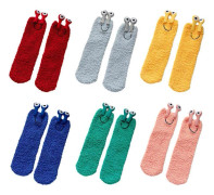 2 par The Floor Socks Sovande Sockor för Flickor Medelrör Sockor Snygga Tjockna barn Gul