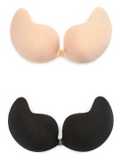 2-pack Mango Typ Osynlig BH för Kvinnor, Självhäftande Axelbandslös BH, Återanvändbar Hudvänlig BH, Silikon BH E E
