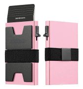 Smal Plånbok i Aluminium för Män, Hållbar Utbyggbar Bakplatta, RFID-Blockering Minimalistisk Metall Pop Up Plånbok, Rymmer 12+ Kort Plus Kontanter Pink