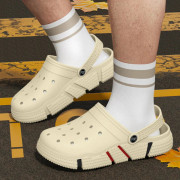 Sommarslippers för män, stor storlek, halkfria, slitstarka, mjukbottnade, täckta tår, tjock botten, fritidsskor för utomhusbruk WHITE 36-37