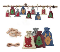24 st Jul Adventskalender Väska Nedräkning Filt Presentpåse med DIY Klistermärkesklämmor Julgranshängande Dekoration