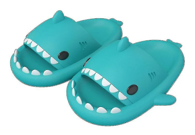 Mode för män och kvinnor Hajtofflor Halkfria sandaler med öppen tå Strandtofflor Söta hajtofflor CNMR blue green 44-45