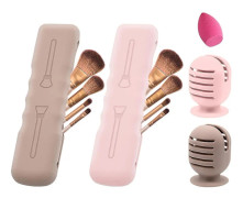 SQBB 4pack Makeup Brush Svamphållare, Silikon Makeup Brush Bag null ingen