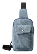 Slingväska Bröstväska med Justerbar Rem Liten Crossbody-väska Multifunktionell Axelryggsäck Vardaglig Dagsryggsäck för Män läder blå leather blue