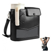 Vattenkoppsväska utomhus bärbar rosett en axel crossbody termoskopp rem förvaringsväska black