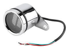2-i-1 Motorcykel LED Digital Voltmeter Varvräknare Mätare Metall Odometer Hastighetsmätare