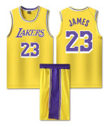 NBA Basketball Uniform LAL Gul kostym-nr. 23 James 2XL (170-175cm)