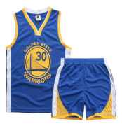 Stephen Curry #30 Basketlinne Set Warriors Uniform för Barn och Ungdom Blå - Perfet Blå Blå M(125-135CM) Blue M(125-135CM)