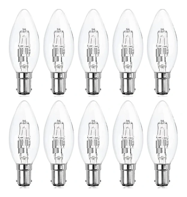 10-pack B15d halogenlampor, dimbara 42w C35 halogenljuskälla 42w B15d Eco halogenlampor B15d ljuskällor liten bajonett