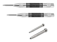 2-pack Automatisk Centerpunts 5 tum & 6 tum med Utbytbara Spetsar Kraftig Fjäderbelastad Centerpunts