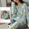 Vårt Höst Stora Storlek 5Xl Kvinnor Polyester Pyjamas Plaid Sömnkläder Långärmade Hemkläder Sets Damer Simm Loose Casual Pijamas W9 KVINNOR PAJAMAS M