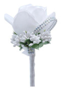 2 st rosboutonniere, bröllopskorsage, handgjord konstgjord boutonniere White