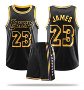 NBA basketuniform Mamba ormmönster-svart kostym-Nr. 23 James XL (165-170cm)