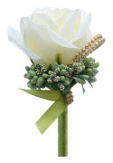 2 st rosboutonniere, bröllopskorsage, handgjord konstgjord boutonniere Milky White