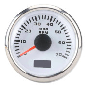 52mm 7000RPM Varvräknare med Timräknare 7 Färgers Bakgrundsbelysning DC 9-32V RPM Mätare för Lastbil Traktor Bil Husbil Båt Vit Urtavla Silverkåpa CX6230