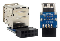 PH29A Moderkort USB-kontakt Moderkort 9-Pin till Dubbel USB 2.0 Hona Vertikal Typ Adapter Inbyggd Dongel