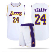 Mordely #24 Kobe Bryant Baskettröja Set Lakers Uniform för Barn Vuxna - Vit 4XL (180-185CM)