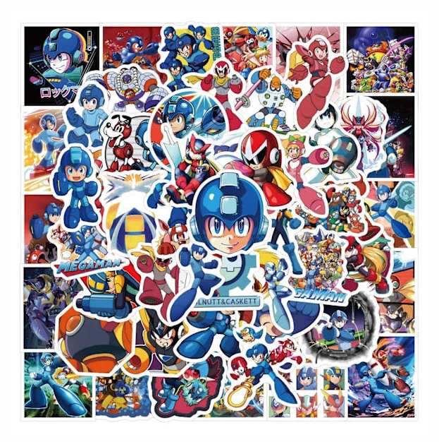 60X Mega Man Retro Video Game Character Stickers Room Decal Skateboard Kid Party